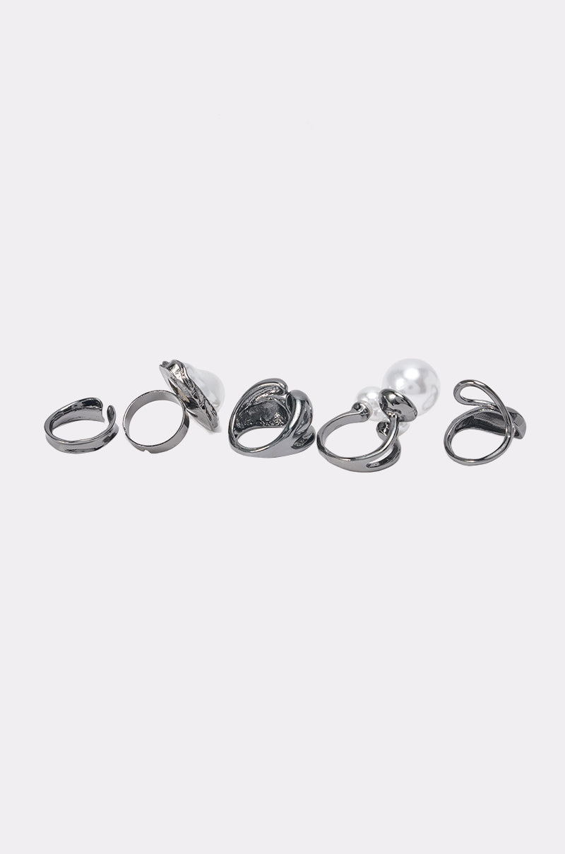 CHROME CRUSH PEARL RING SET