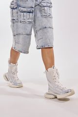AZALEA WANG YVONNE WHITE LACE UP SNEAKER