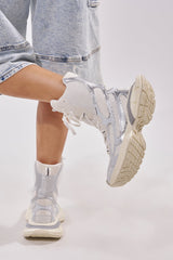 AZALEA WANG YVONNE WHITE LACE UP SNEAKER