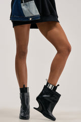 AKIRA GOLD ZAVI BLACK WEDGE BOOTIE