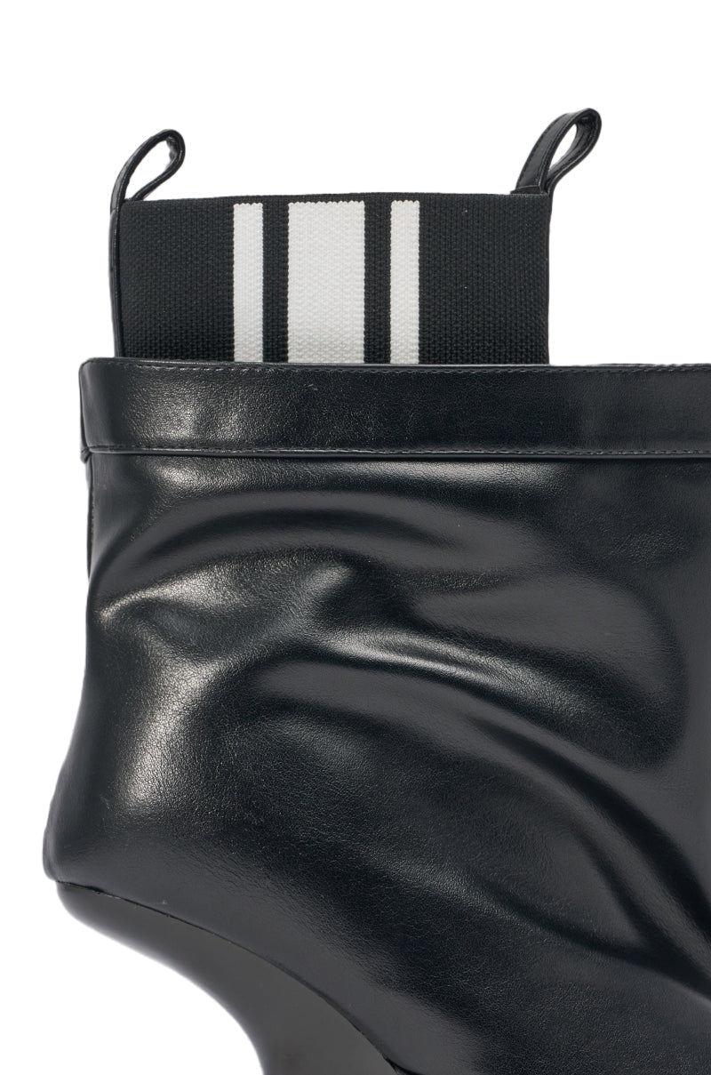 AKIRA GOLD ZAVI BLACK WEDGE BOOTIE