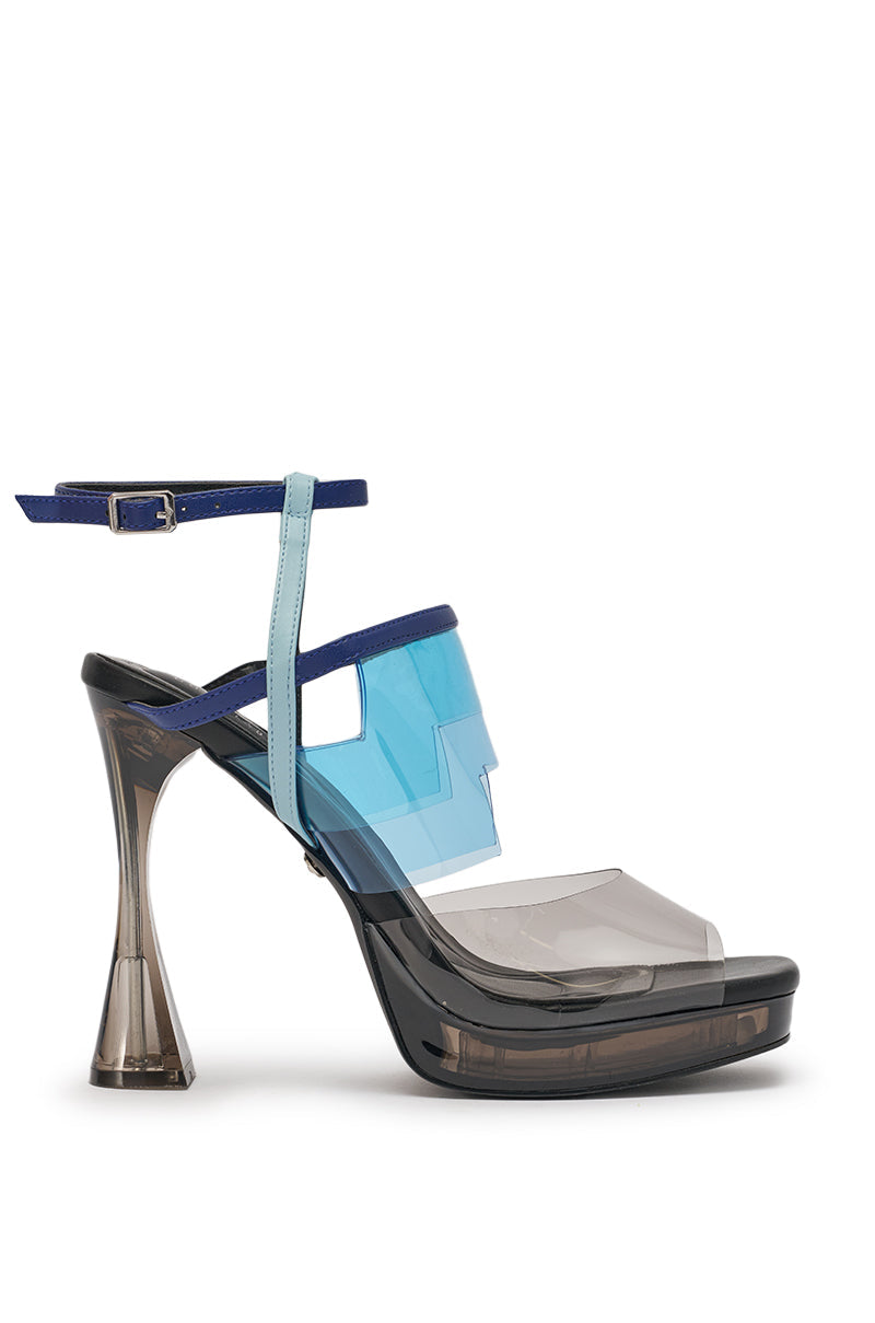 AKIRA GOLD ZENAE BLUE MULTI PVC CHUNKY SANDAL