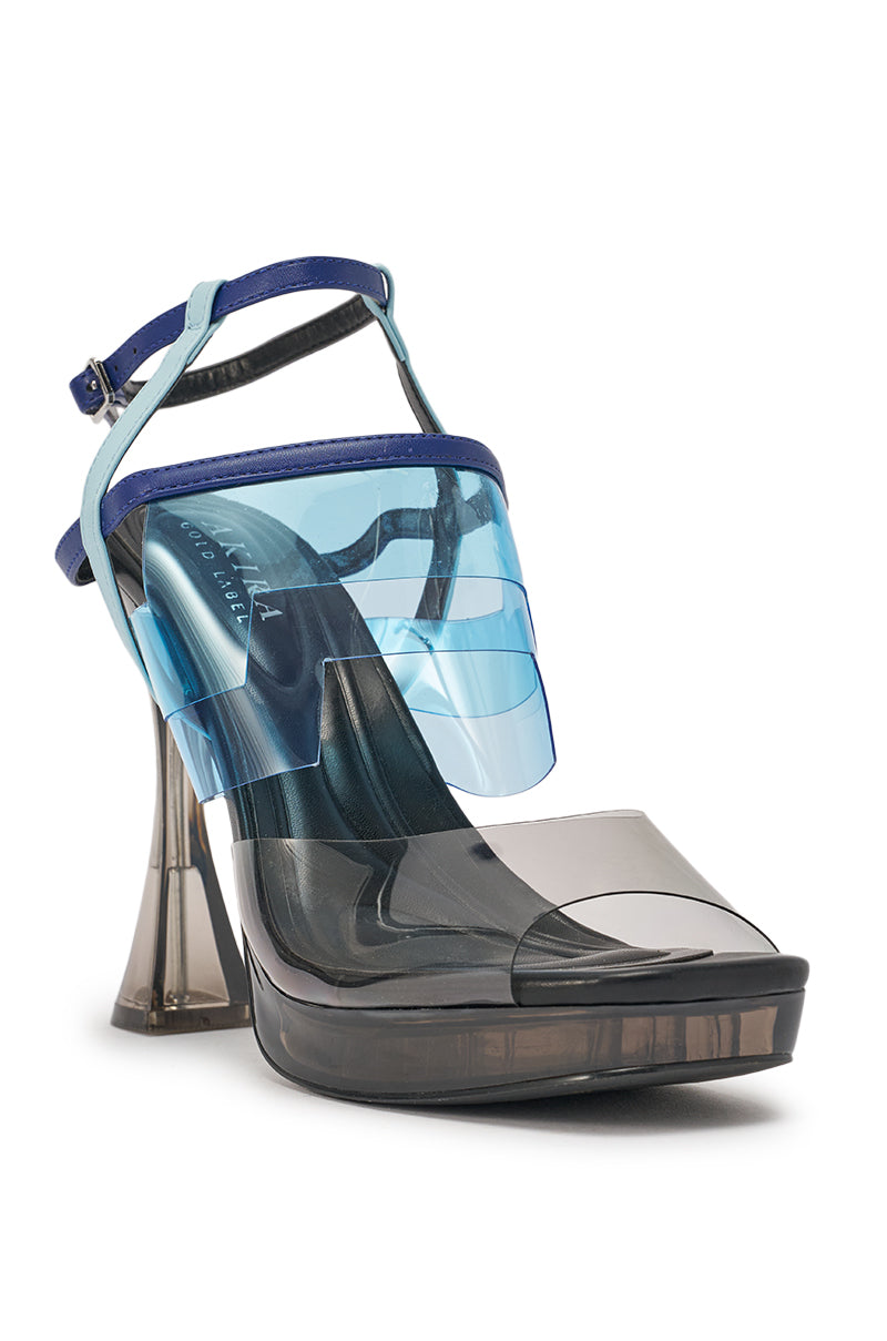 AKIRA GOLD ZENAE BLUE MULTI PVC CHUNKY SANDAL
