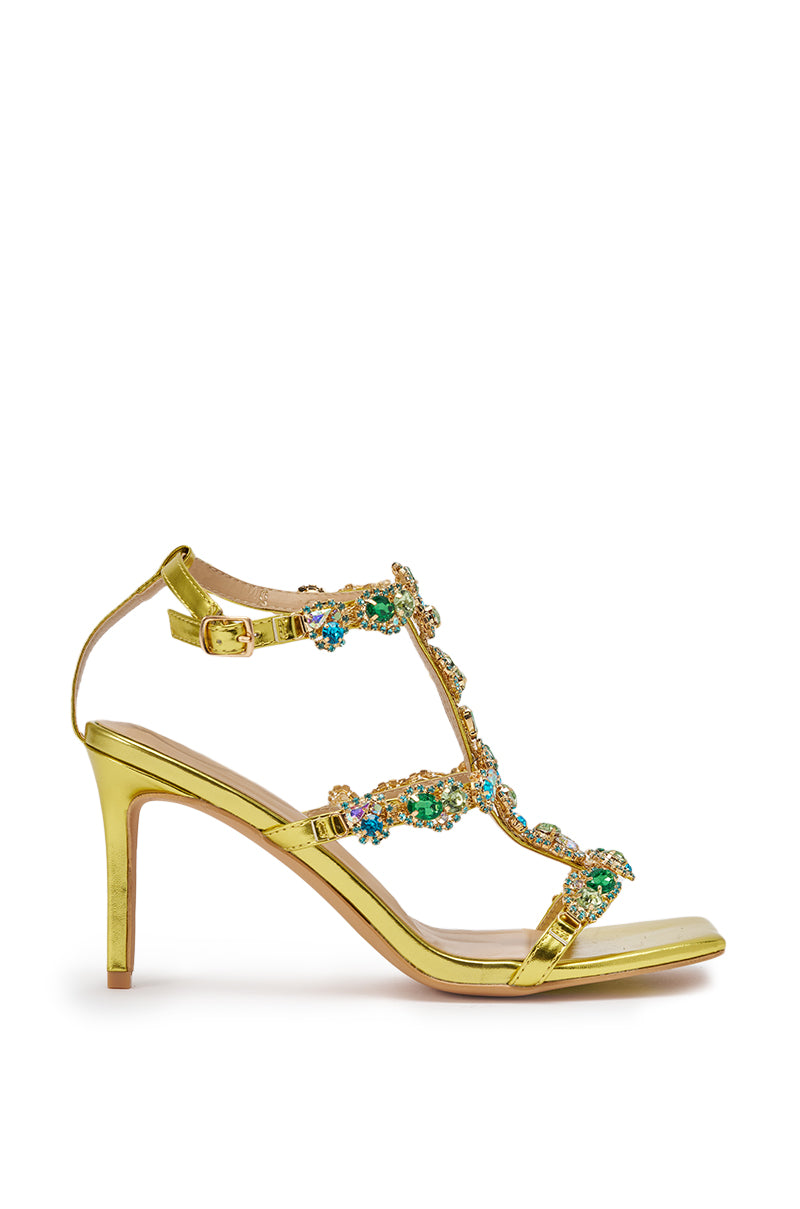AZALEA WANG ZETA CITRON EMBELLISHED UPPER STILETTO SANDAL