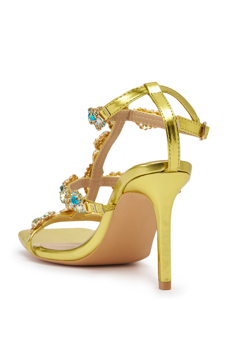 AZALEA WANG ZETA CITRON EMBELLISHED UPPER STILETTO SANDAL