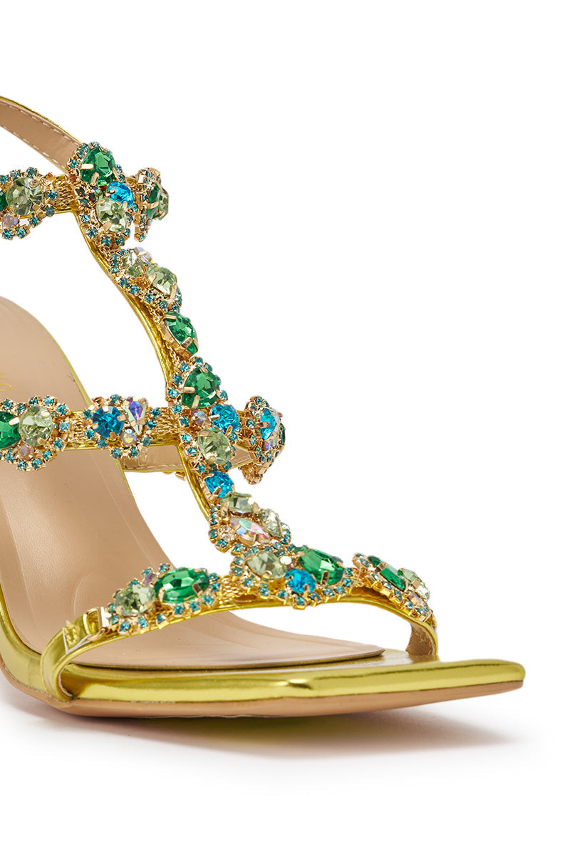 AZALEA WANG ZETA CITRON EMBELLISHED UPPER STILETTO SANDAL