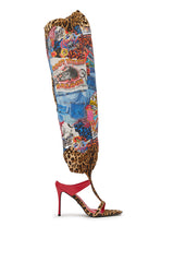 AKIRA GOLD ZIDANA DENIM MULTI BOOTIE WITH OPEN TOE