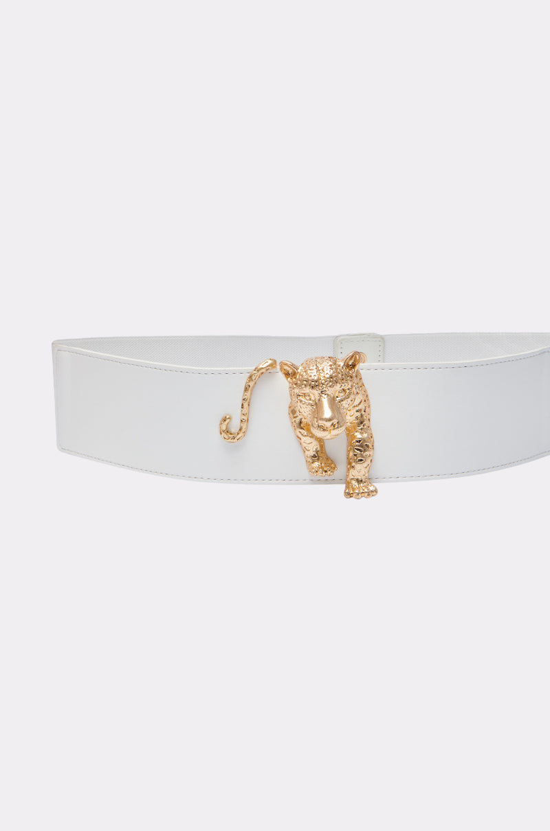 NO BOUNDARIES PU STRETCH BELT IN WHITE