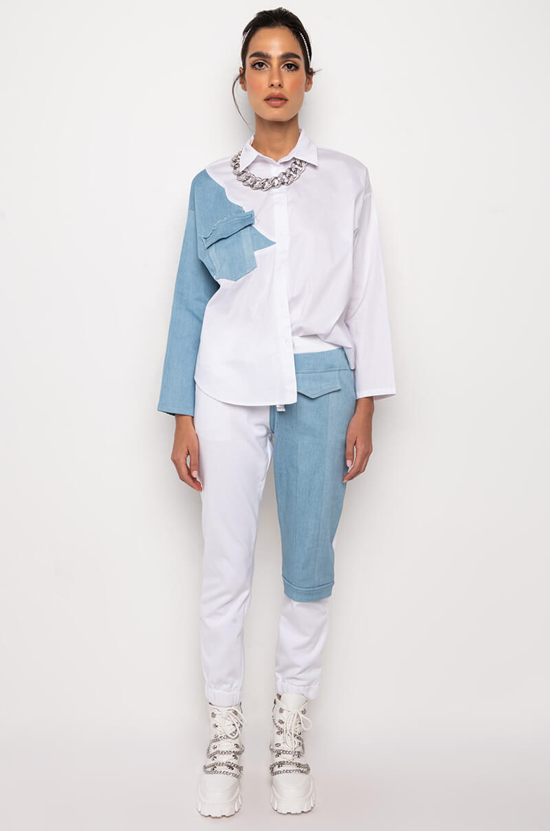 ANYTIME ANYWHERE DENIM PATCH BUTTON DOWN