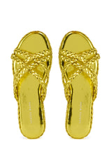 AZALEA WANG AMMON YELLOW METALLIC BRAIDED SANDAL