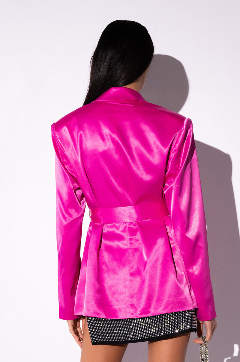 BAR NONE SATIN BLAZER WITH TIE SASH