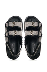 AZALEA WANG BASIA BLACK SILVER RHINESTONE SANDAL