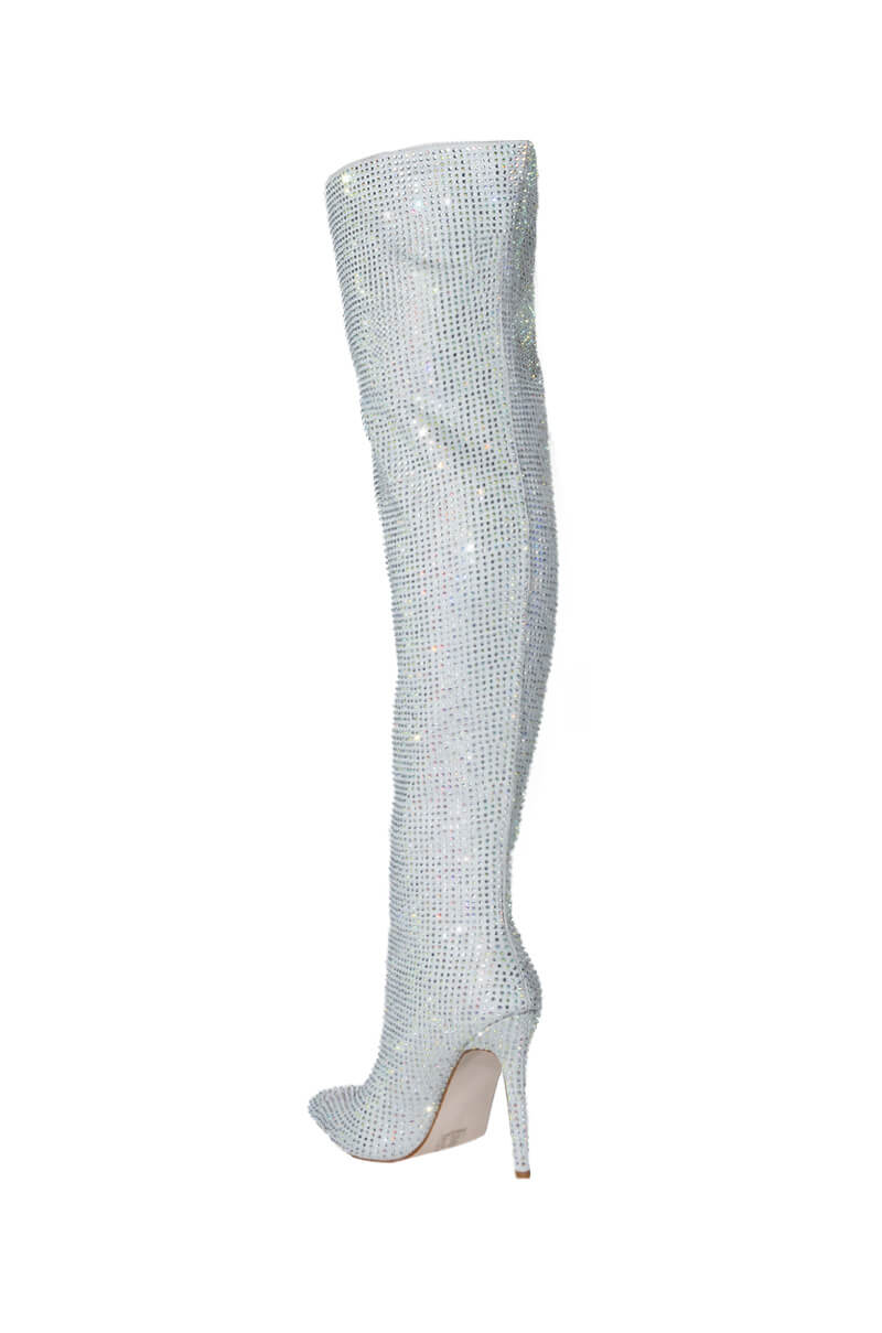 AZALEA WANG BELLA BLING STILETTO BOOT IN SILVER