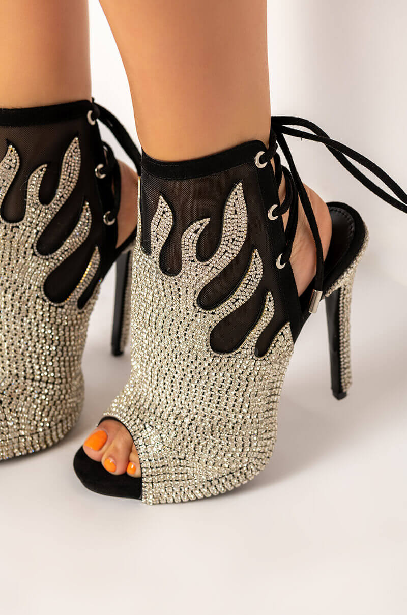 AZALEA WANG UP IN FLAMES STILETTO BOOTIE IN BLACK
