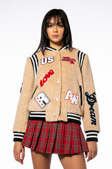 COLLEGIATE WELCOME BACK TEDDY VARSITY BOMBER