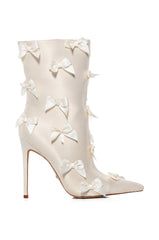 AZALEA WANG TAFFYTA CREAM BOW BOOT