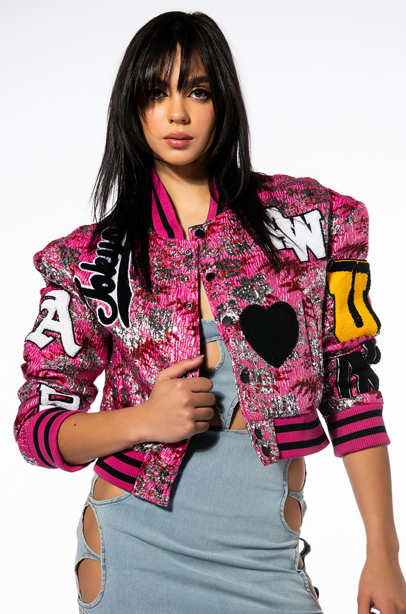 JACQUARD VARSITY BOMBER