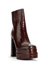 AZALEA WANG MATEO CHUNKY BOOTIE IN BROWN CROC