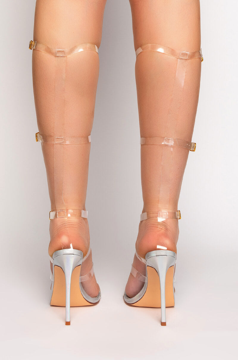 AZALEA WANG SUGAR AND SPICE STILETTO SANDAL IN HOLOGRAM