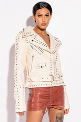 AZALEA WANG SUMMER SET STUDDED MOTO JACKET