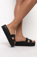AZALEA WANG TURN IT UP FLATFORM SANDAL IN BLACK