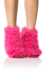 AZALEA WANG TUTU TULLE STILETTO BOOTIE IN FUCHSIA