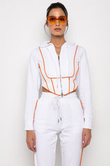 BATTER UP CONTRAST TRIM CROPPED HOODIE