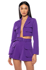 BETTER LUCK CROP BLAZER IN PURPLE