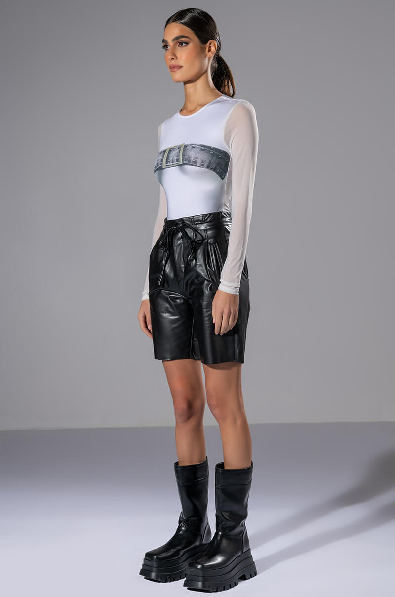 ZURI FAUX LEATHER BERMUDA SHORT