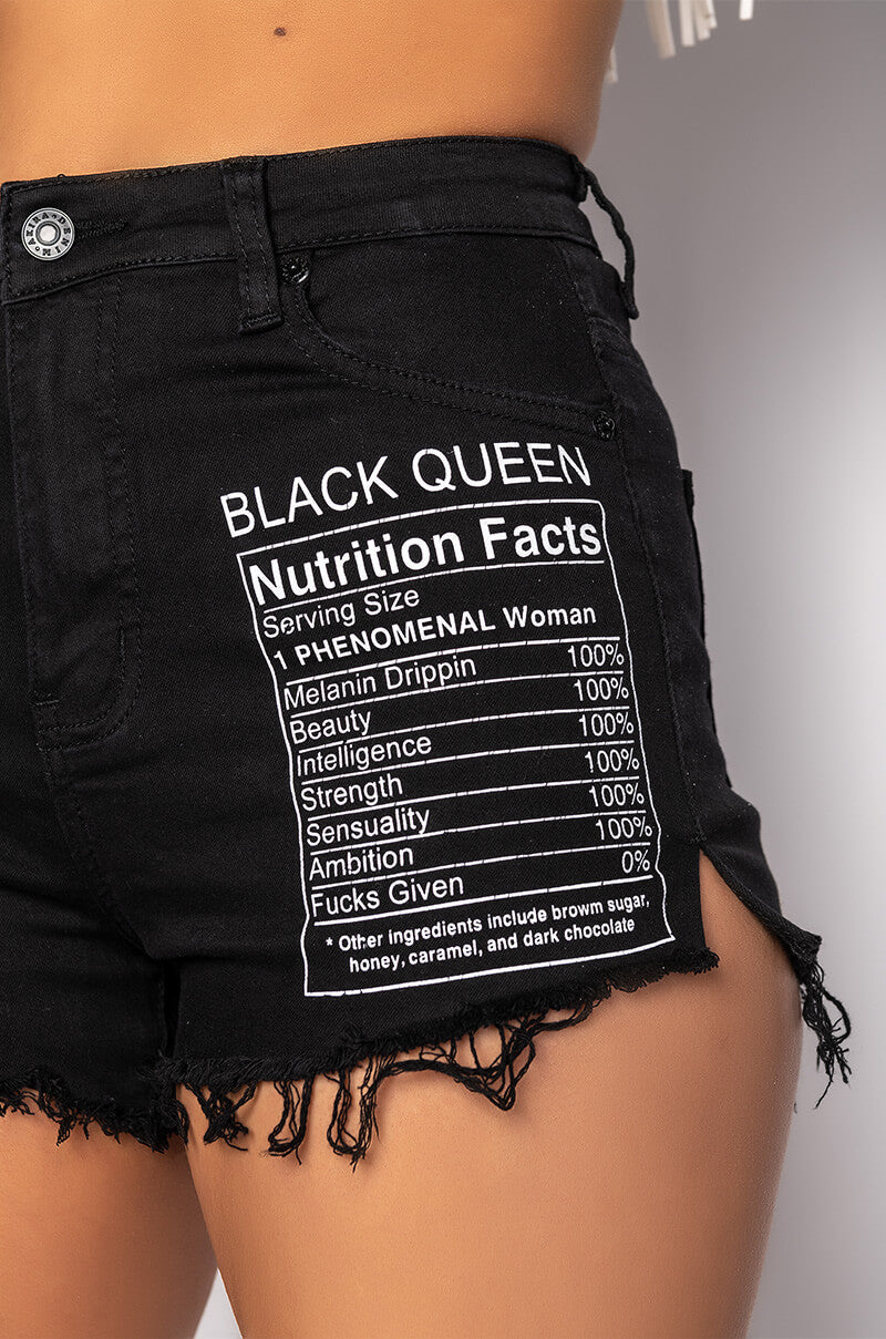 BLACK QUEEN HIGH RISE DENIM SHORT
