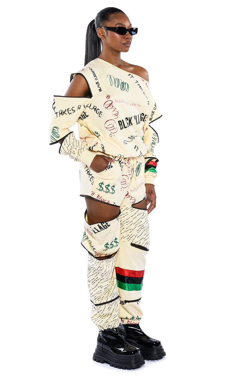 BLACK VILLAGE FOUNDATION ZIPPER DETAIL SWEATPANT