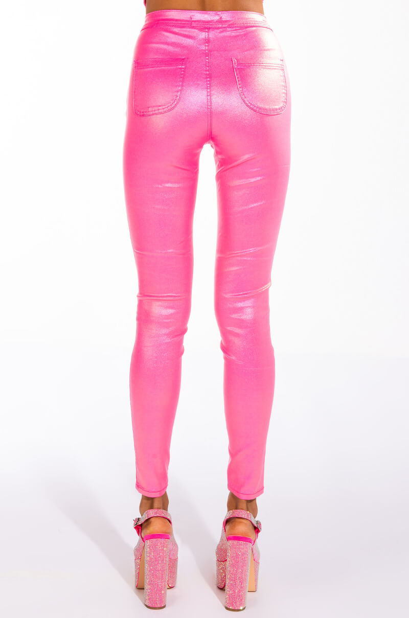 BORN TO SHINE METALLIC SKINNY PANTS