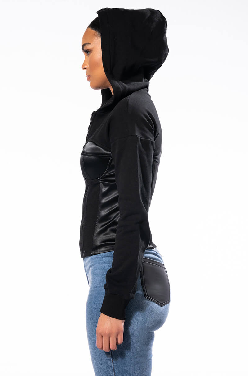 BOSS MOVES CORSETED ZIP UP SWEATSHIRT