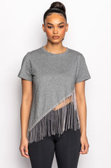 CASCADING RHINESTONE CREW NECK T SHIRT