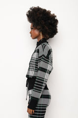 CHECKLIST PJ FRONT ZIP KNIT TOP