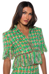 COCO FRINGE TWEED MINI SKIRT SUIT SET
