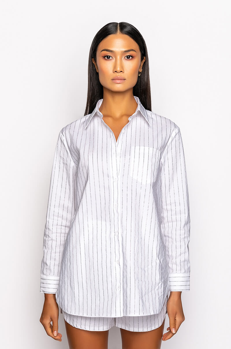CRAZY SEXY COOL OVERSIZED RHINESTONE BLOUSE