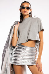 CURTAIN CALL OPEN BACK RHINESTONE CREW NECK TSHIRT