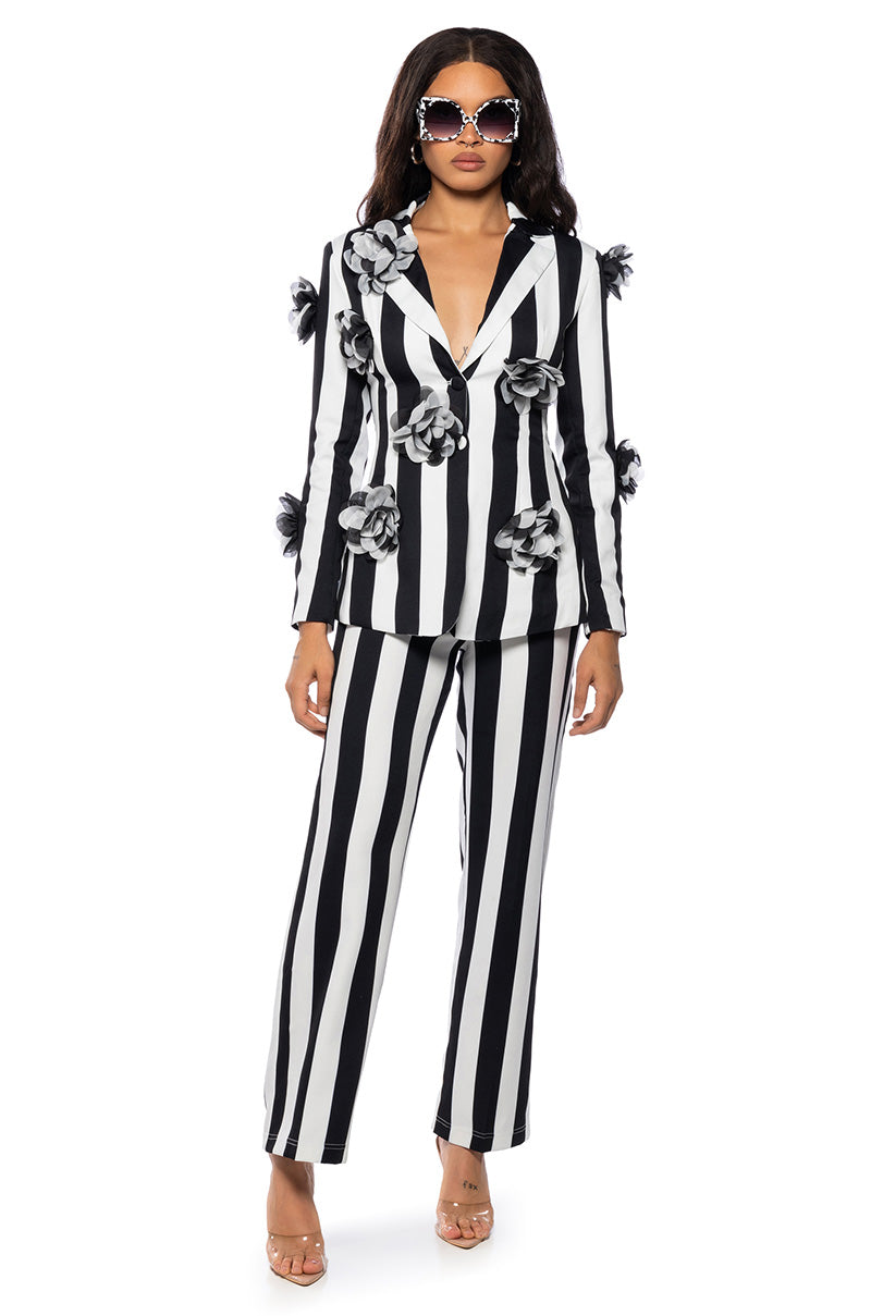 DEETZ STRIPE WIDE LEG TROUSER