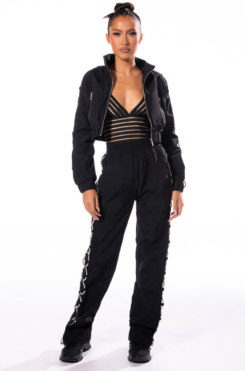 DIAMOND LACE UP TRACK JACKET