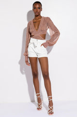 ELLA DEEP V LONG SLEEVE BODYSUIT WITH CUTOUTS
