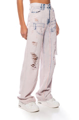 DOLLY PINK ACID WASH RELAXED FIT JEANS