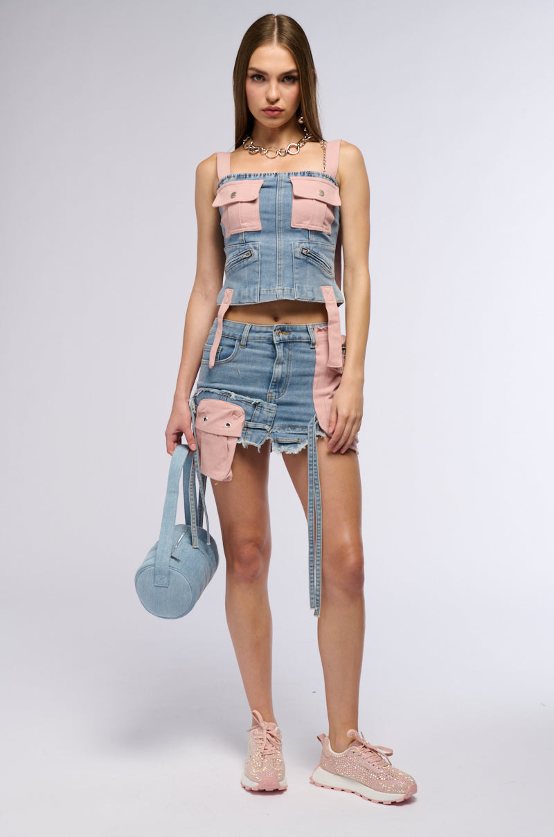 DONT STOP ME NOW DENIM CORSET TOP