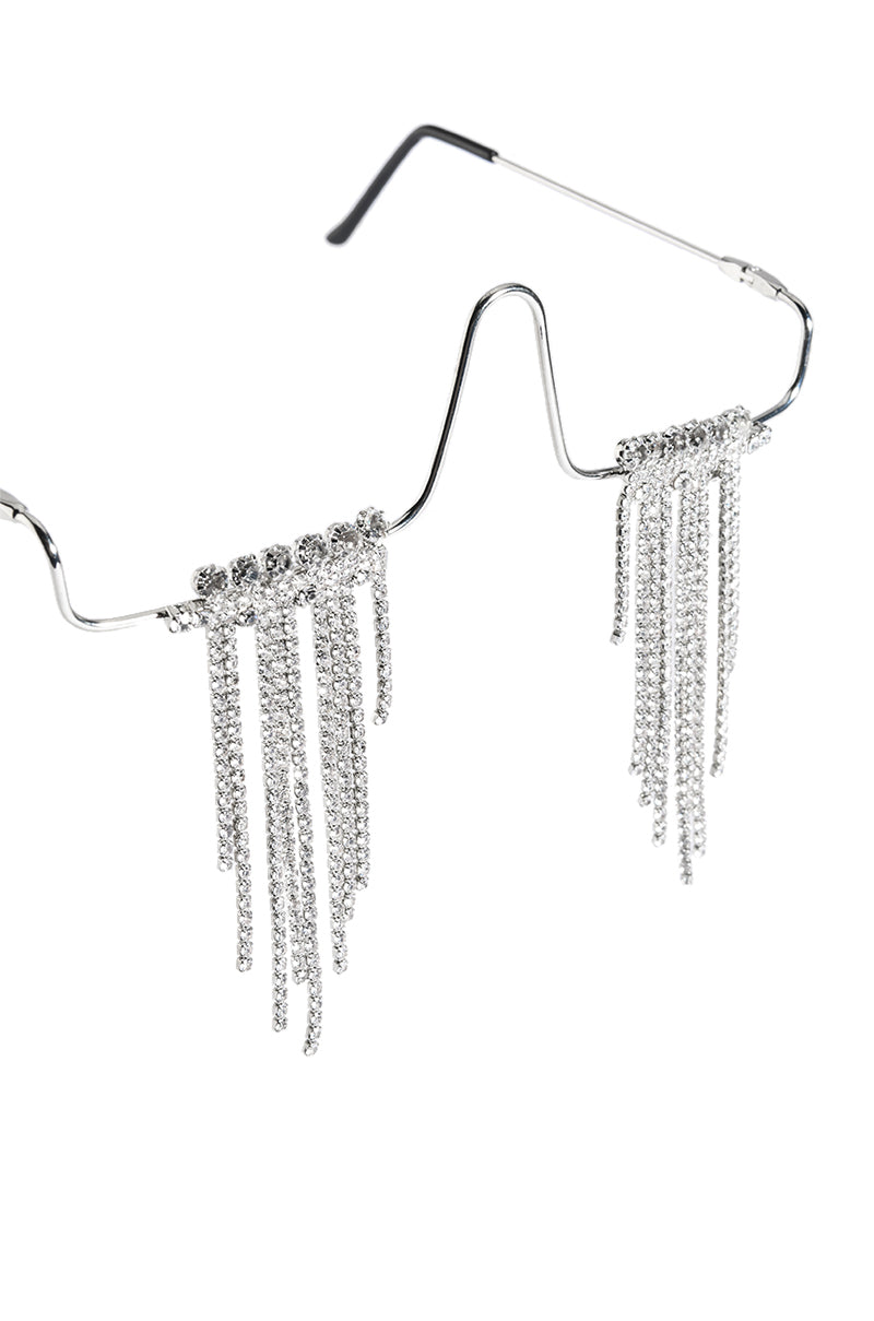 DRIP DROP EMBELLISHED EYEWEAR IN SILVER
