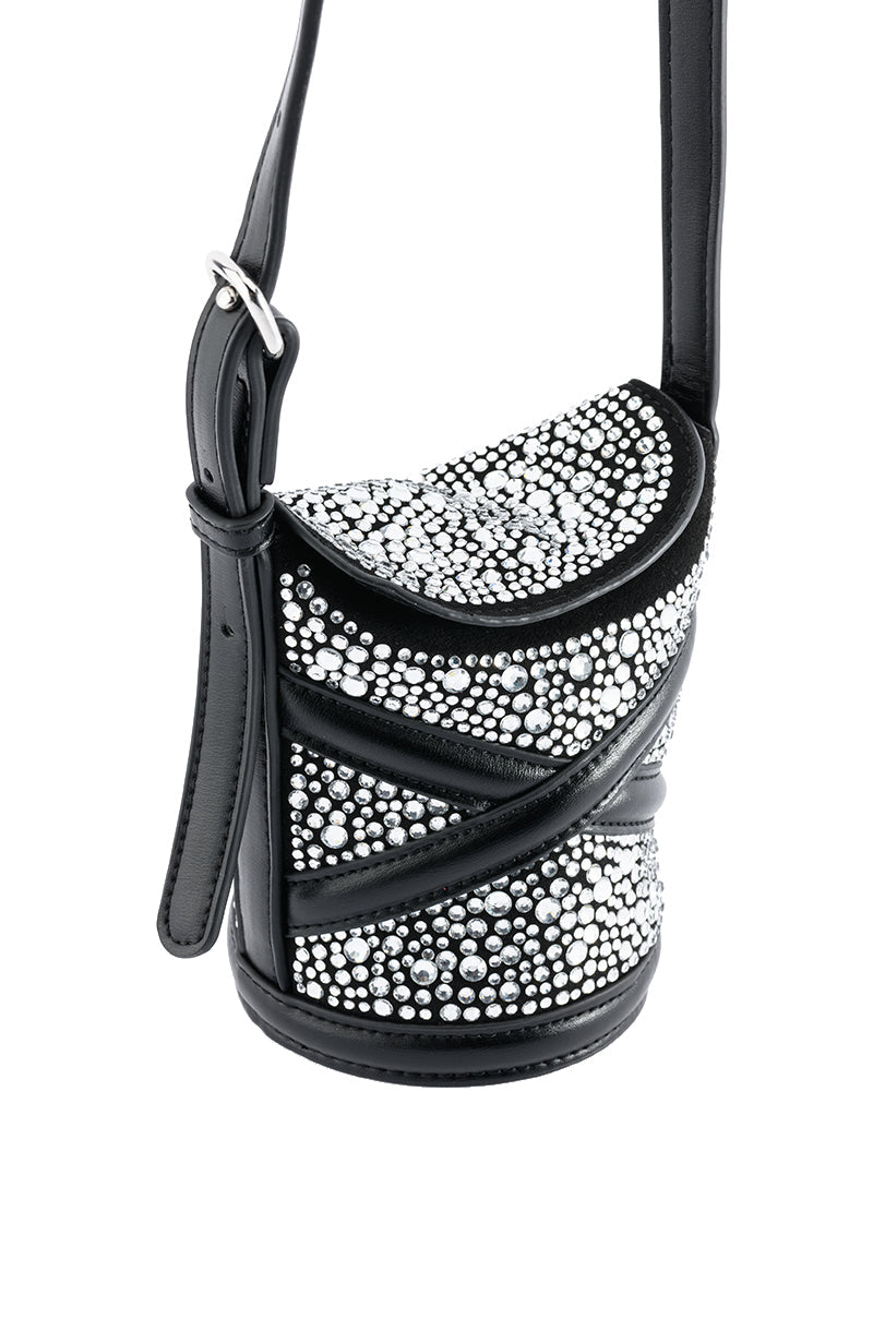 RHINESTONE MINI BUCKET BAG