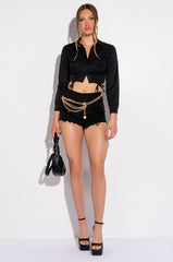 ELENA RUCHED PUFF SLEEVE BLOUSE