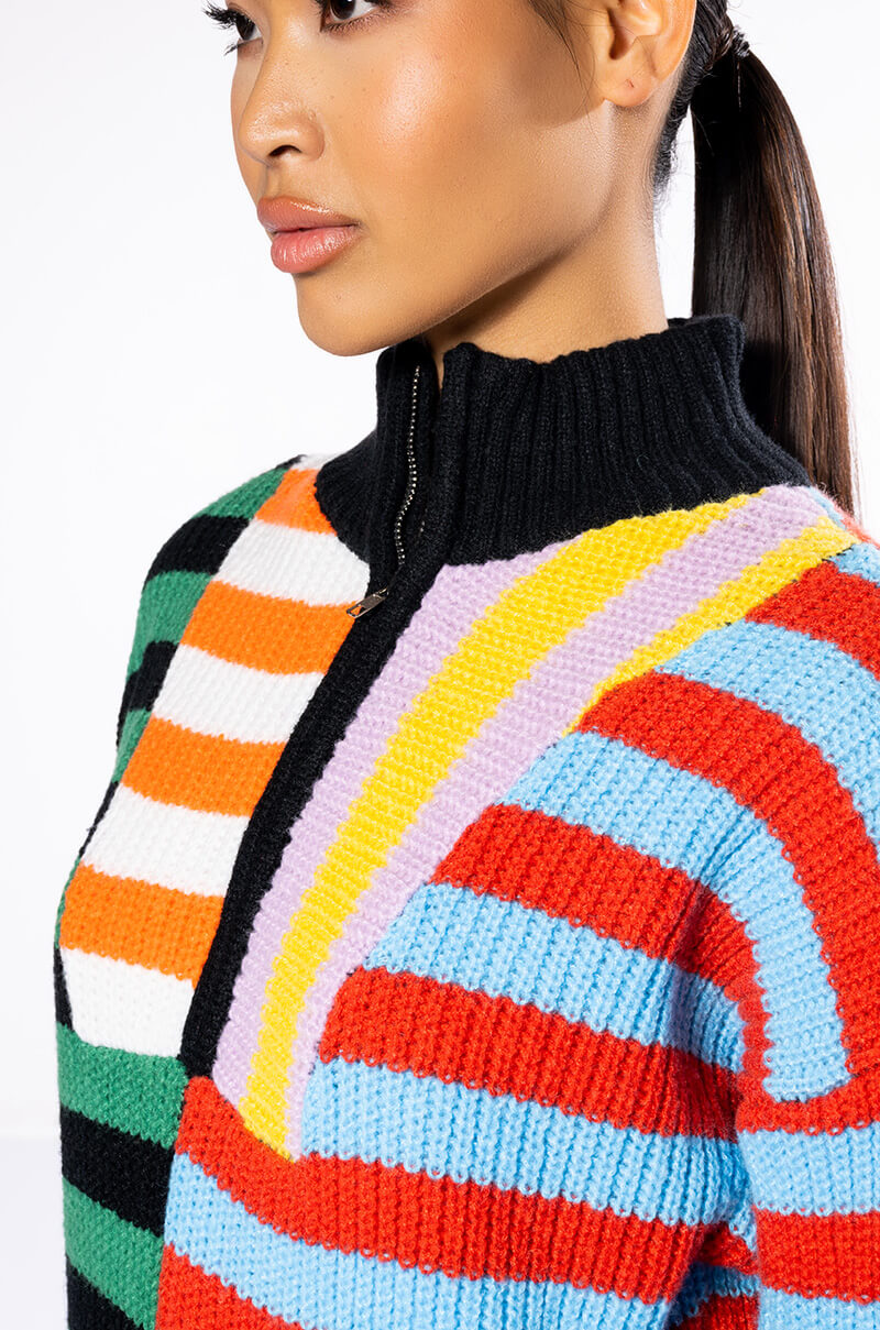 ENJOY TODAY QUARTER ZIP SWEATER