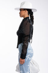 ENVIOUS CUTOUT LONG SLEEVE CORSET BLOUSE