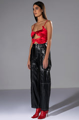 FASHIONABLY LATE FAUX LEATHER RELAXED FIT PANT