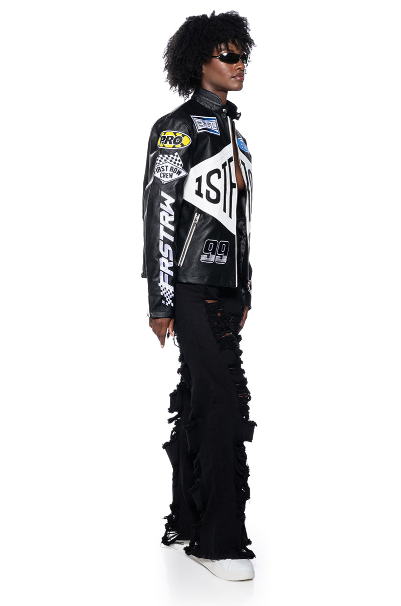 FIRST ROW FITTED LEATHER MOTO JACKET
